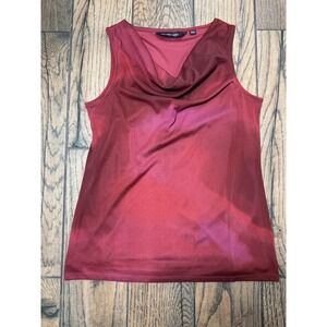 Colleen Lopez Burgundy Cowl Neck Sleeveless Tank Top Blouse‎ Size S QVC HSN